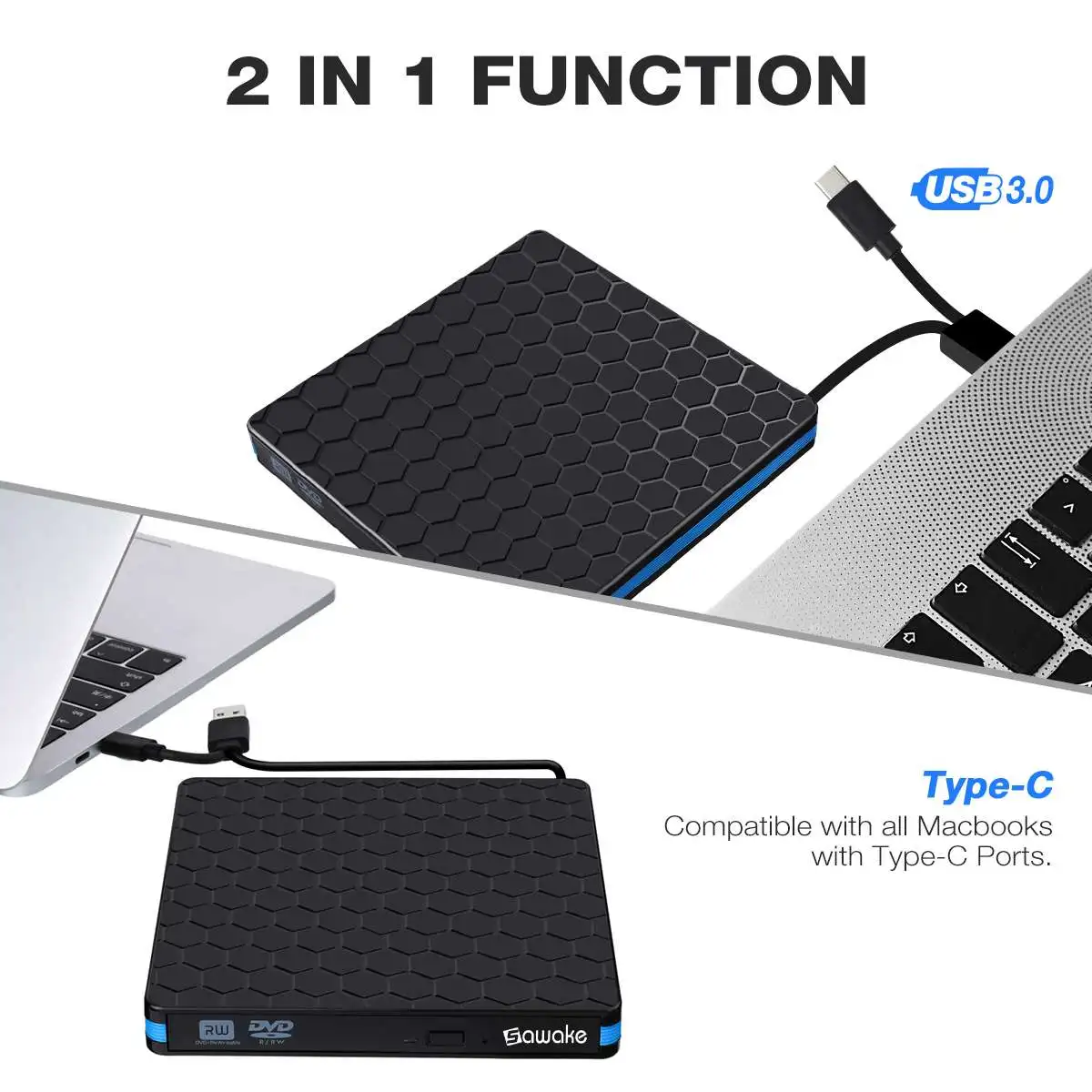 External DVD Drive Optical Drive USB 3.0 CD ROM Player CD-RW Burner Writer Reader Recorder Portatil for Laptop Windows PC