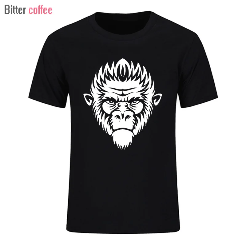 

Футболка мужская с коротким рукавом и круглым вырезом, хлопок, повседневный стиль, принт обезьянки, забавный подарок, на лето