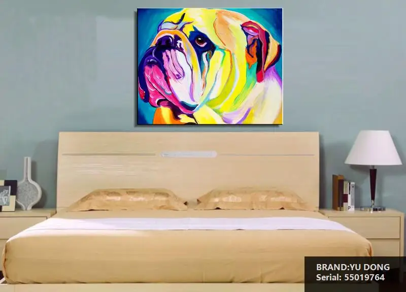 Лучше продать Животное Масло Картина Милая собака Напечатаны На Холсте Животных