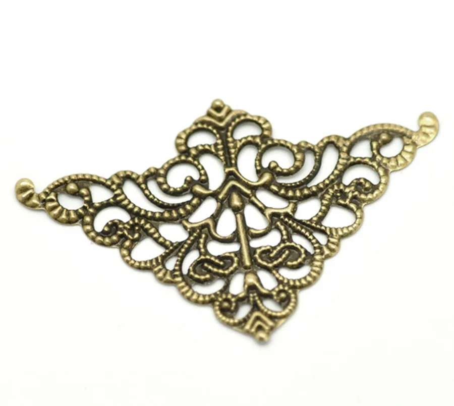 

DoreenBeads Antique Bronze Filigree Triangle Wraps Connectors For DIY Jewelry Making 5cm x 3.2cm(2"x1-1/4"),9 pc
