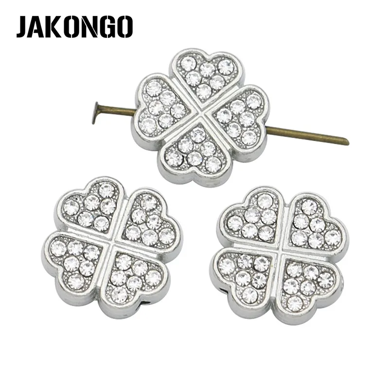 JAKONGO посеребренные бусины-разделители в форме клевера для изготовления