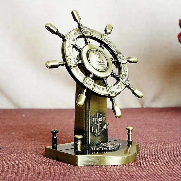 Металлический пилот руль Ретро Настольная креативная модель украшения ремесла