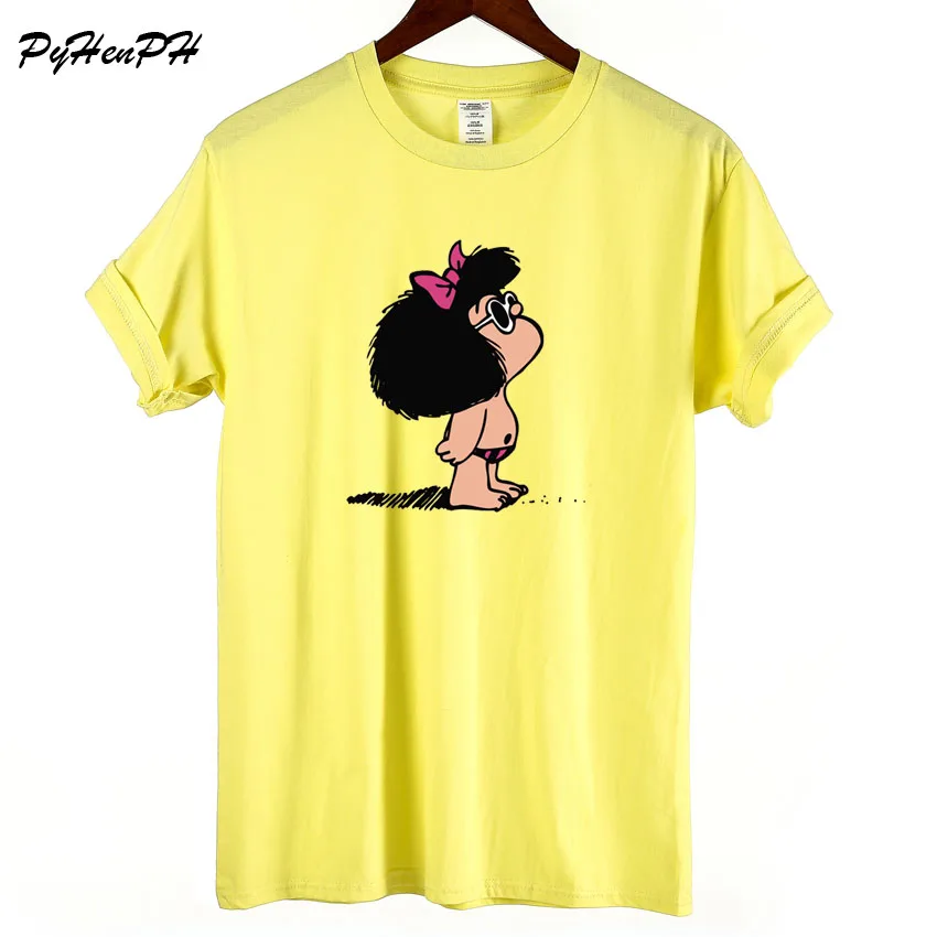 Новинка, футболка с принтом Mafalda, женская летняя Стильная Милая забавная крутая футболка с коротким рукавом, топы и футболки, повседневная футболка