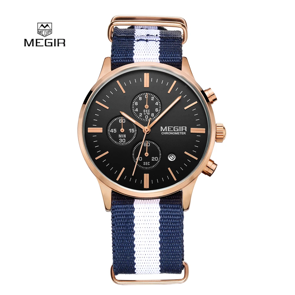 2019 Модные Роскошные мужские часы Megir кварцевые повседневные спортивные наручные
