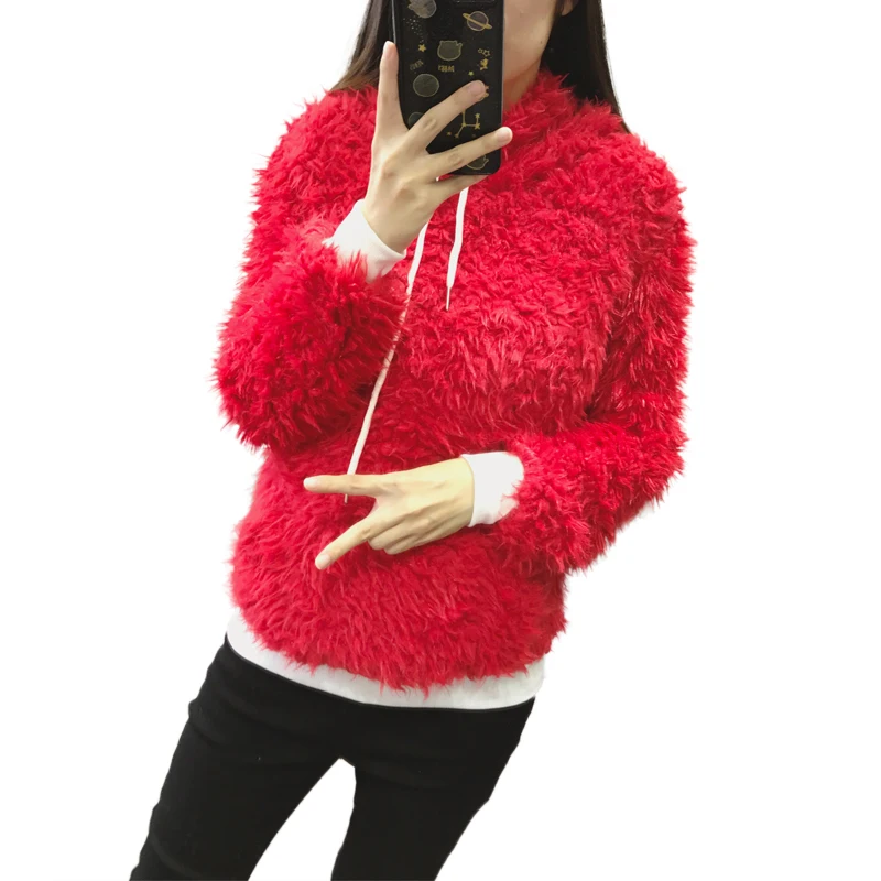 2018 autumn winter women's candy color sweater fashion hooded collar long-sleeved casual loose knitted ladies | Женская одежда