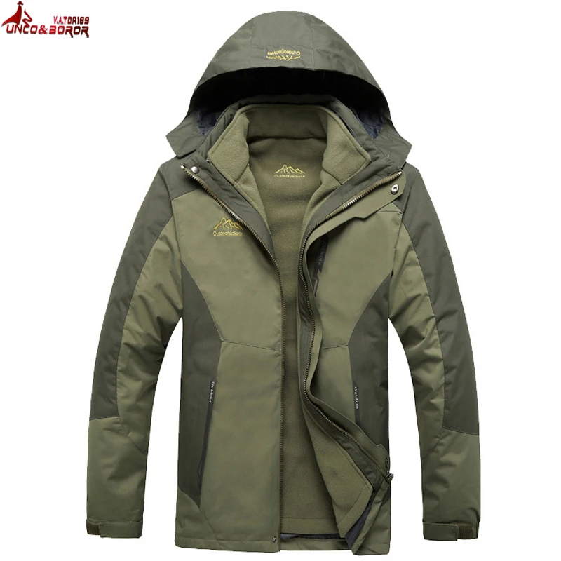 Большие размеры L~ 6XL, 7XL, 8XL, верхняя одежда, водонепроницаемое ветрозащитное дышащее теплое зимнее пальто, Мужская парка 2 в 1, лыжная куртка, Мужская одежда