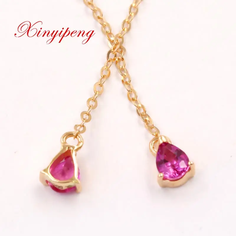 Xin yi peng Изящные Ювелирные изделия real 18k розовое золото 100% Природный розовый сапфир
