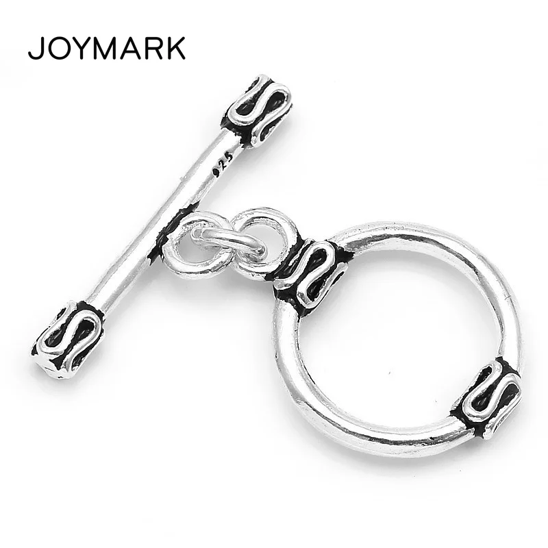 JOYMARK 5pcs/lot Vintage Jewelry Findings 925 Sterling Antique Silver OT Toggle Clasp For Pearl Necklace And Bracelet SC-CZ056