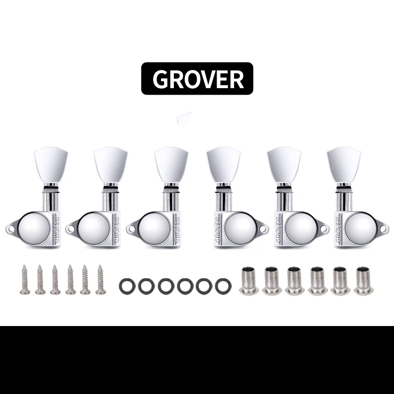 

New 6 Pieces Sliver Acoustic Guitar Machine Heads Knobs Guitar String Tuning Peg Tuner Musical Instrument Part 3 Left + 3 Right