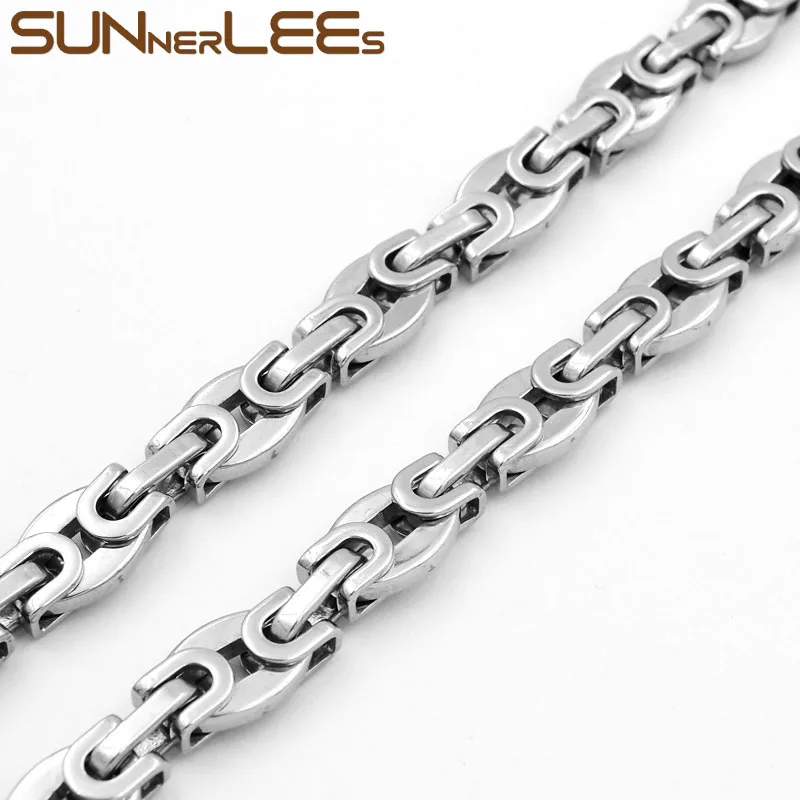 SUNNERLEES серебряное ожерелье из нержавеющей стали 10 мм коробка византийская