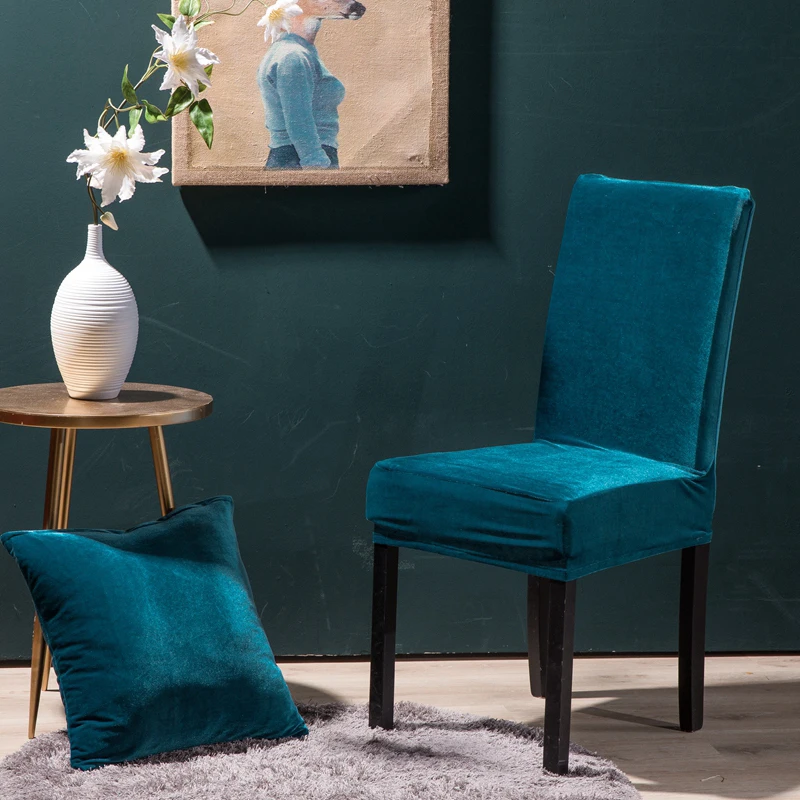 color 10 Чехол для свадебного стула, бархатные плюшевые тканевые чехлы для стульев без подлокотника для столовой, офиса, банкета, отеля, винтажный Чехол - Цвет: color 10