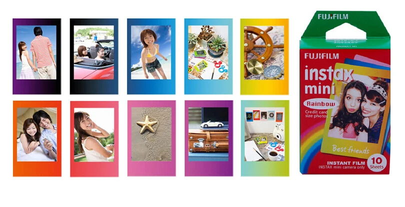 Оригинальная пленка Fujifilm Instax Mini 8 Rainbow Fuji Instant photo paper 10 листов для 7 s 50 50i 90 25 dw Share SP 1