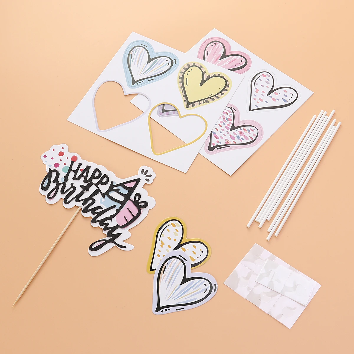9 шт. Прекрасный Сердце Топпер для торта С Днем Рождения Бумажные палочки торт