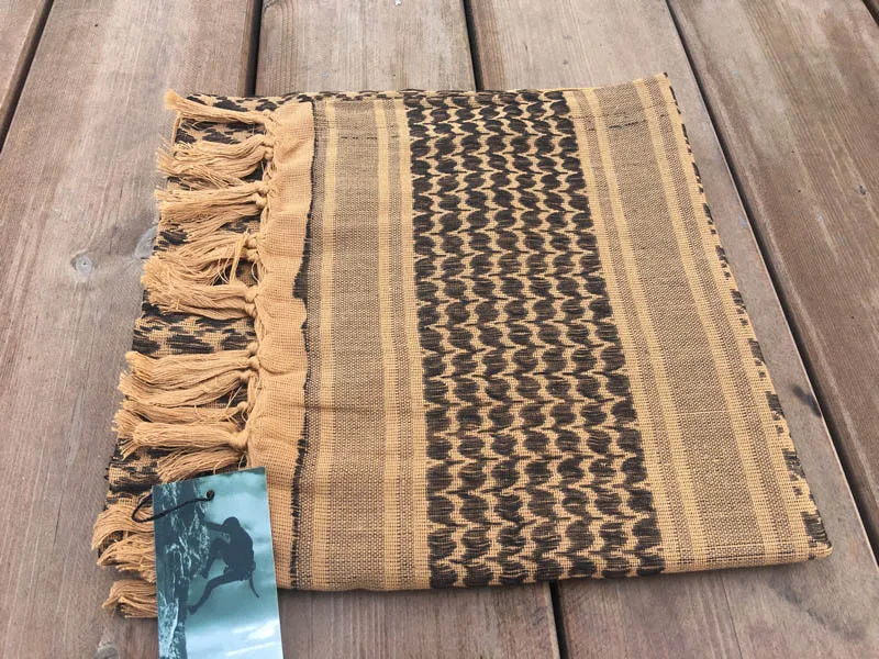brown 110X110 см тактические походные шарфы для улицы армейский шарф в арабском стиле военный Шеман охотничий снайперский вуаль хлопок - Цвет: brown