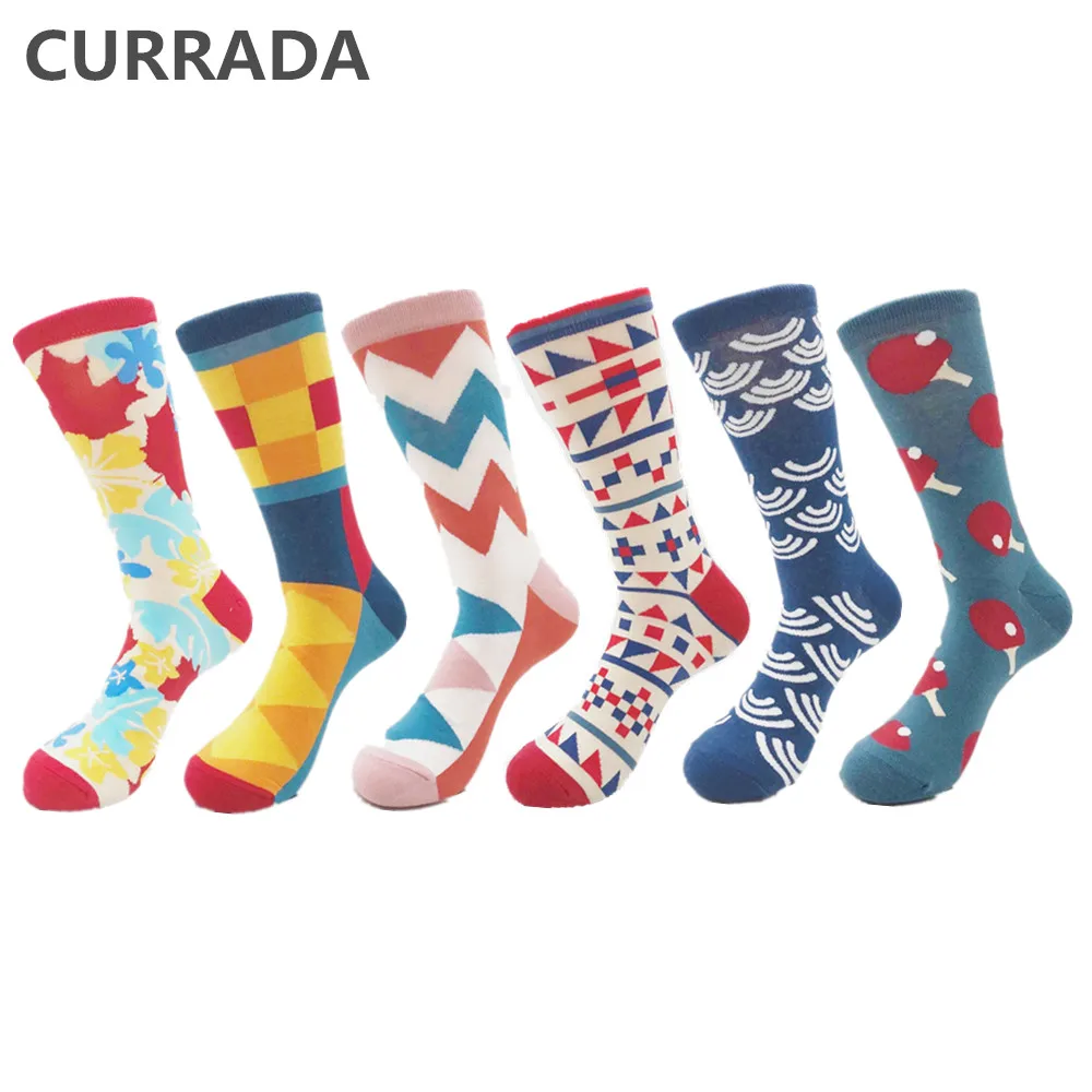 Красочные повседневные мужские счастливые носки высококачественные из чесаного