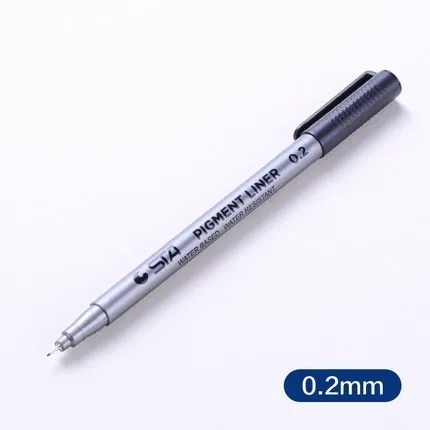 02 STA1PCS пигмент лайнер Pigma Micron чернила маркер для белой доски 0,05 0,1 0,2 0,3 0,4 0,5 0,6 0,8 различных наконечников, черная ручка эскизов ручки - Цвет: 02