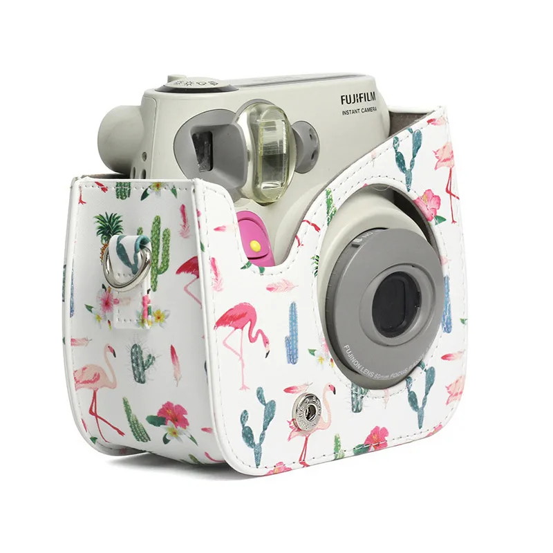 Чехол для камеры из искусственной кожи FUJIFILM Instax Mini 7s 7c с рисунком фламинго |