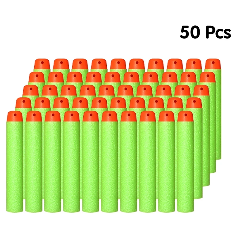 green color 50pcs 100 шт мягкие пули для Nerf пули мягкие полые головки 7,2 см заправка игрушка дартс пули серии бластеров детский подарок - Цвет: green color 50pcs