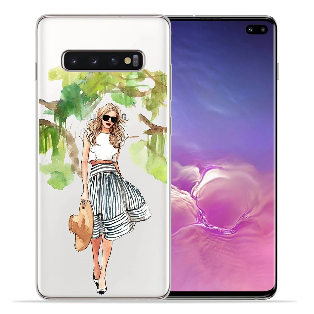 Мягкий силиконовый чехол для крышки samsung Galaxy S9 S8 S10 плюс S7 S6 край S10 Lite модная одежда для девочек для samsung Note9 8 Защитная крышка - Цвет: 08