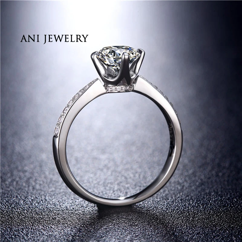 Женское кольцо для свадьбы ANI 18 K белое золото (AU750) 0 59 карат сертифицированное I/SI