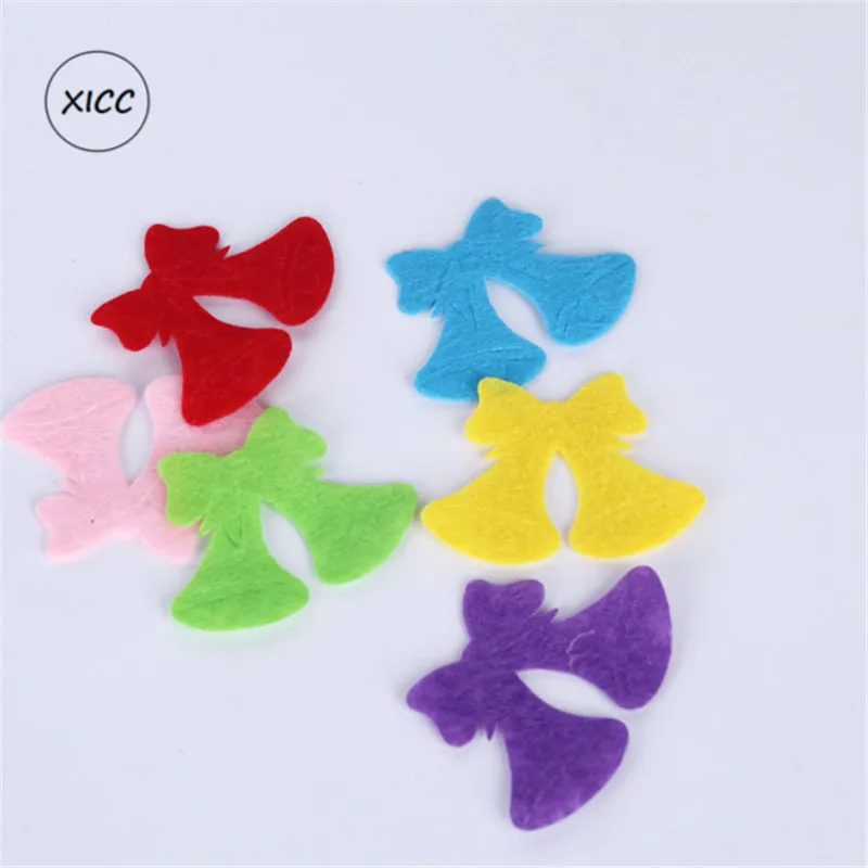 XICC 100PCS Colorful Nonwoven Round Flower Wool Felt Fabric Hair rope DIY Handmade Accessory Sticker Applique Patches Felt Pad