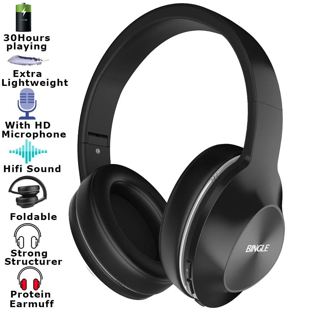 Bingle Q5 легкий вес Hifi Звук над ухом шумоподавление Bluetooth наушники проводные и