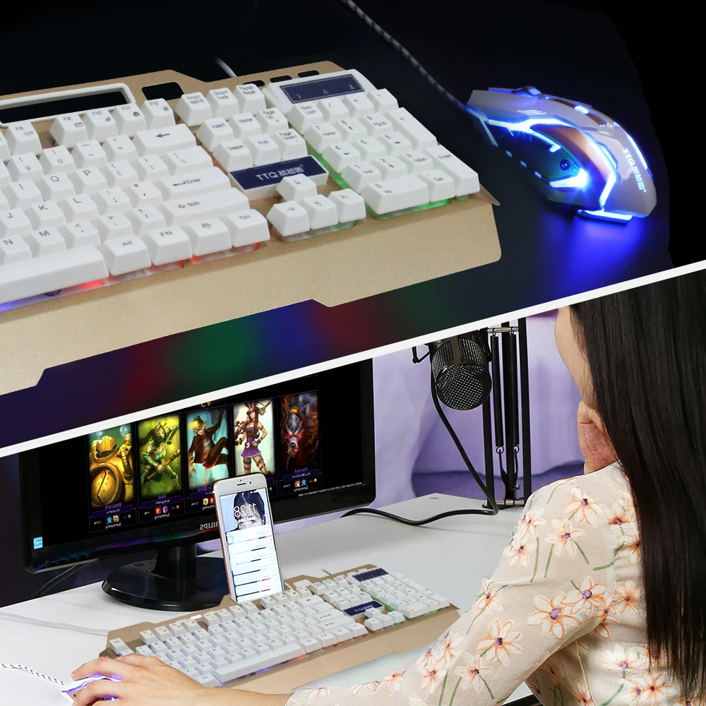 TTQ USB игровая клавиатура мышь 2000 dpi комплект геймера механическая клавиатура