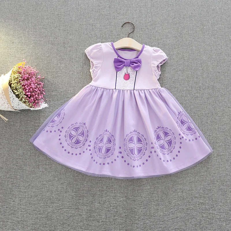 Фиолетовое Тюлевое Эксклюзивное платье с бантом для малышей Лидер продаж модное