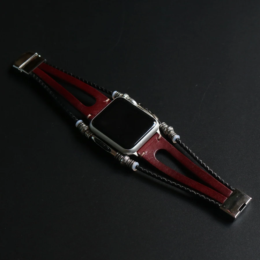 Ремешок для часов из натуральной кожи Apple Watch 38 мм 42 40 44 винтажный браслет iWatch