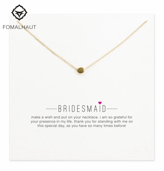 Ожерелья с подвеской-бусиной для подружки невесты Золотая цепочка ожерелье
