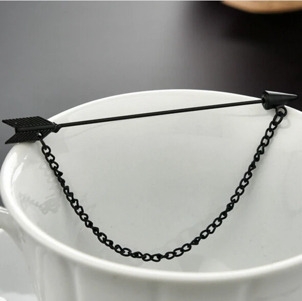 Модная Золотая брошь на воротник с цепочкой 2016 Мужская лацкан костюма Броши со