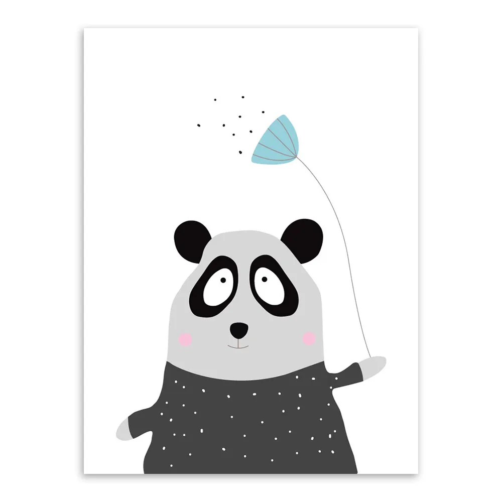 Черно белый Рисунок с животными панда кот А4 художественный принт плакат для