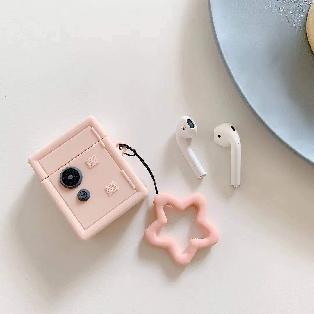 Earphone Case For Airpods 2 Case Silicone Bear Cat Pig Cartoon Headphones Cover For Apple Air pods 1 Case For Earpods Key ring