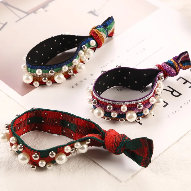Женские резинки для волос с радугой жемчугом аксессуары девушек 2019 - купить по