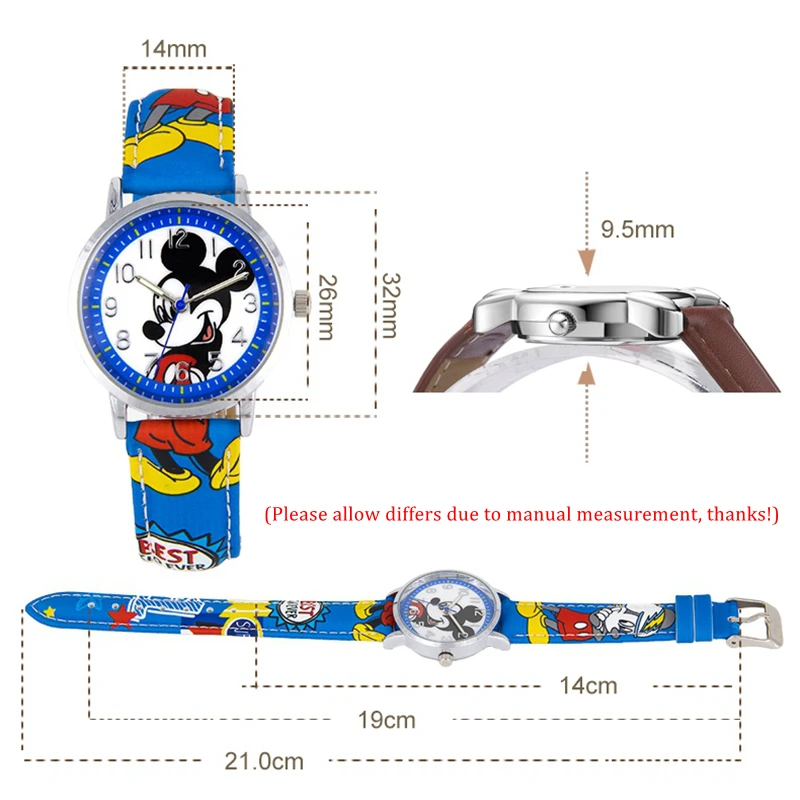 Часы с Микки Маусом розовые синие детские часы для детей счастливый диснеевские