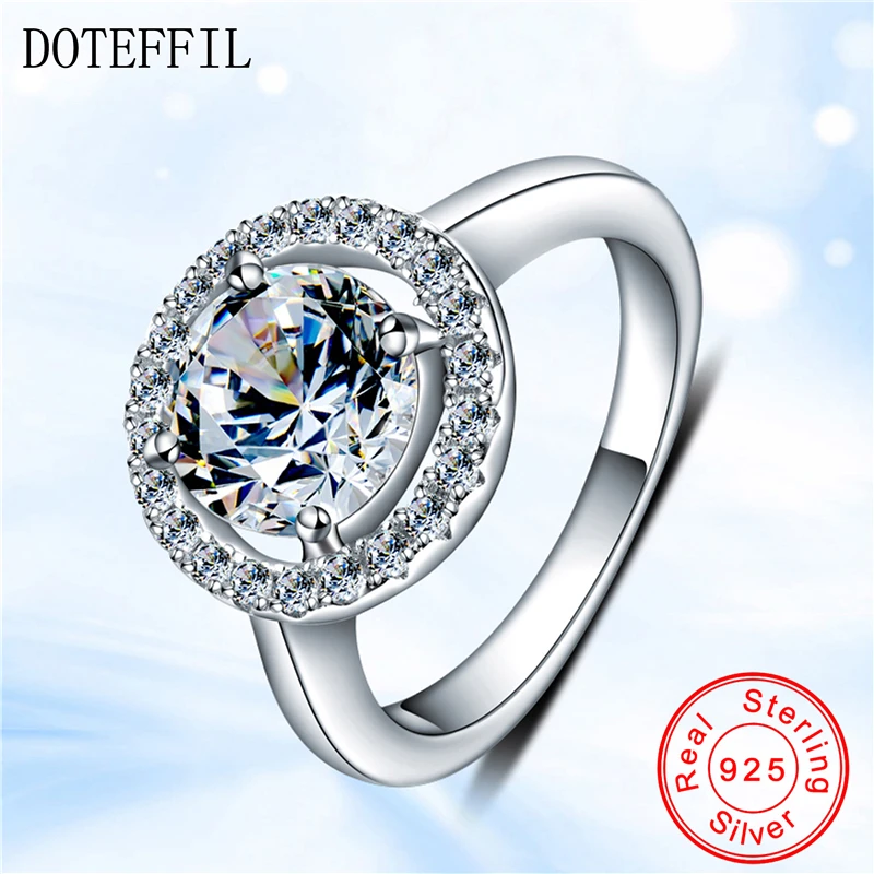 

Genuine 925 Sterling Silver Ring Classic Wedding Ring Jewelry Cubic Zircon Rings For Women Bridesmaid Gifts