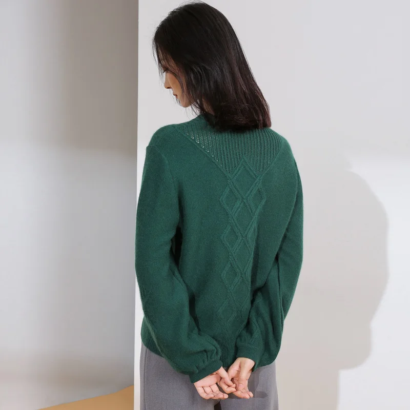 DILLY FASHION Women crew neck solid lantern sleeve winter cashmere knitted pullover sweater- GML7248 | Женская одежда