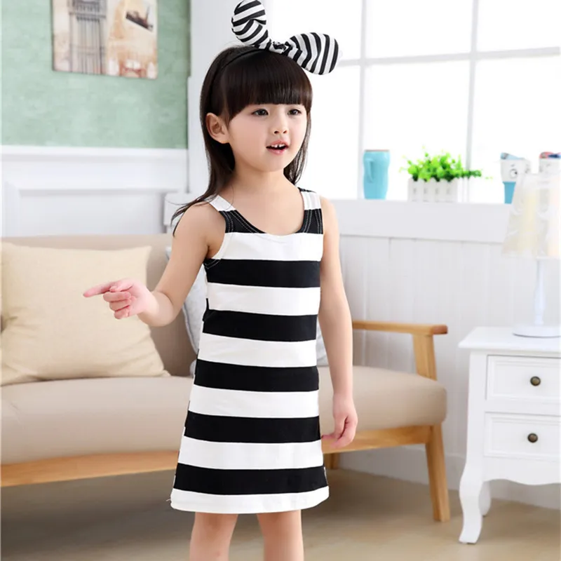 Новинка 2017 года летнее платье в полоску для девочек Красивое Праздничное