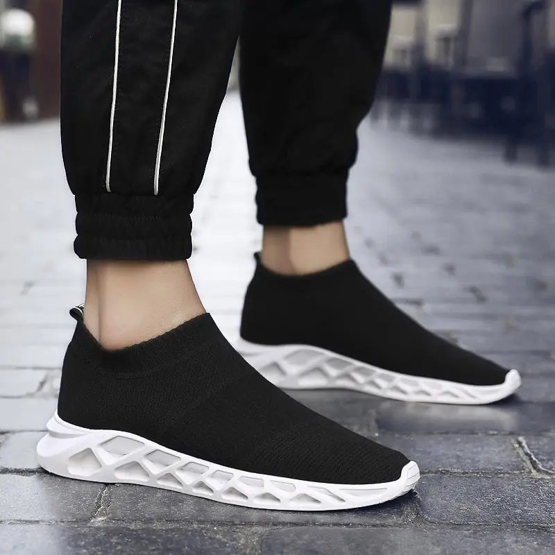 Мужские кроссовки без шнуровки летняя женская спортивная обувь мужская белая |