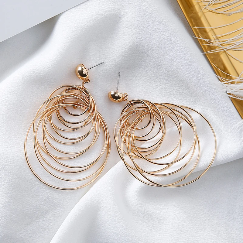 EVBEA 2019 Trendy Girls Lady Golden Color Earrings Fashion Party Women Link Statement Dangle EarringsE334 | Украшения и