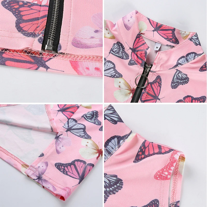 Для женщин с цветочным принтом на молнии облегающее комплект из двух предметов