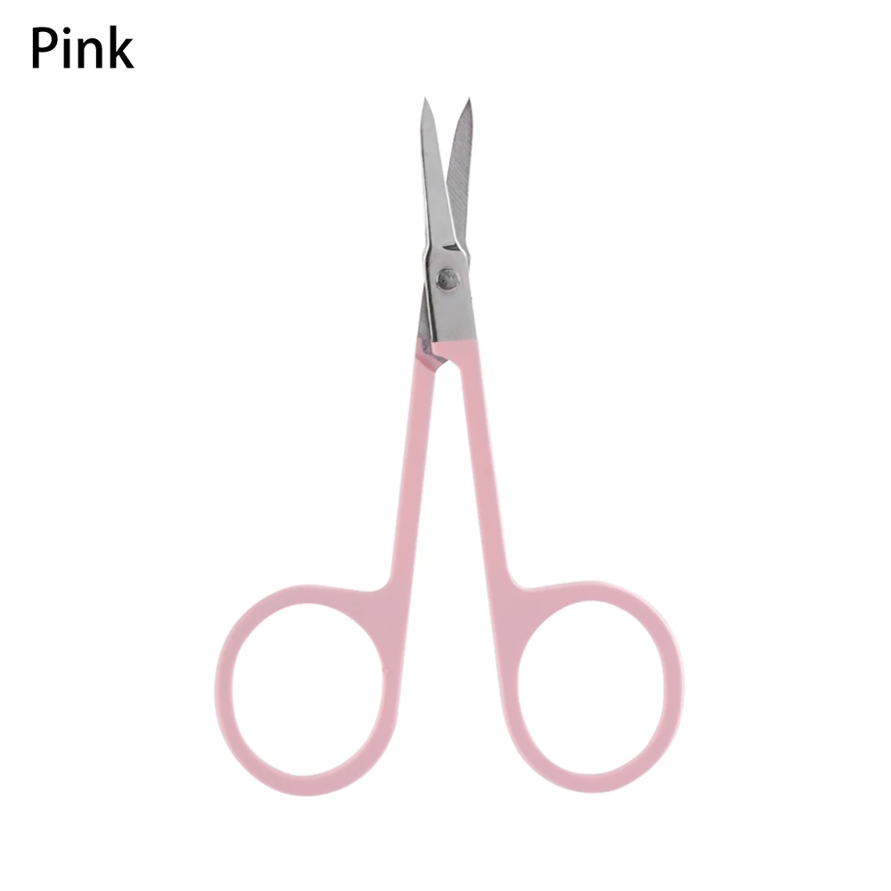 pink Ножницы Профессиональные ножницы Маникюр для ногтей бровей нос ресницы ножницы для кутикулы изогнутые педикюр Макияж инструмент Обрезка - Цвет: pink