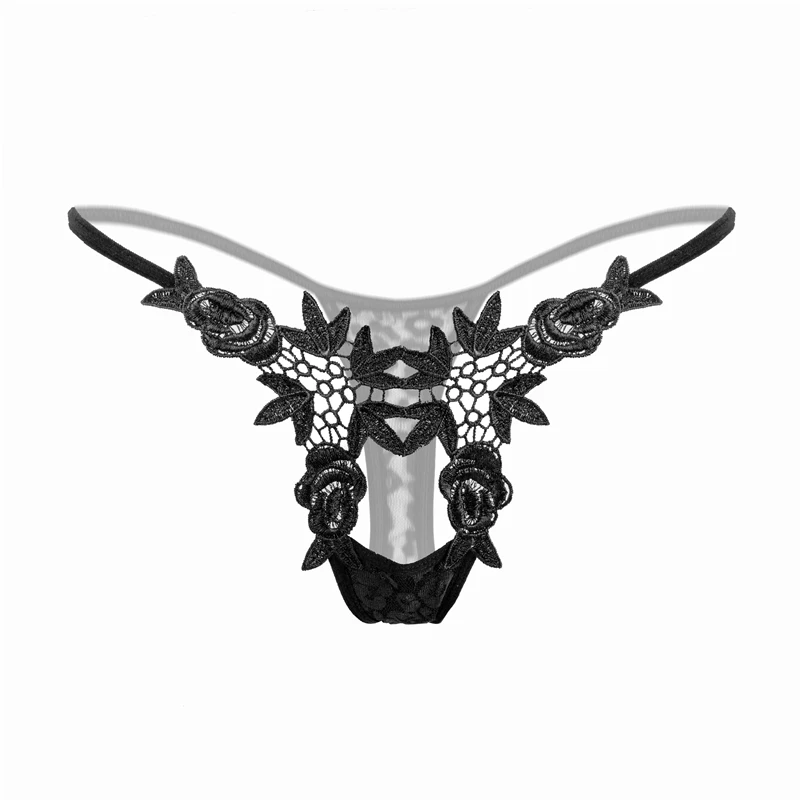 Сексуальные женские Кружевные Черные стринги AIIOU трусики-стринги женское нижнее