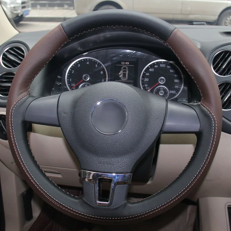 Ручной швейный чехол рулевого колеса автомобиля замша кожа Volant для Volkswagen VW Gol Tiguan