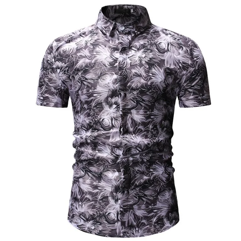 Мужская гавайская рубашка мужская повседневная Camisa Masculina пляжные рубашки с
