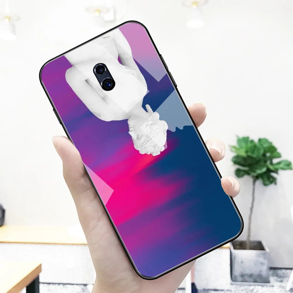 Для Oppo R15 pro Чехол стеклянная задняя модная статуя Забавный чехол для R9 R9S R11 R11S