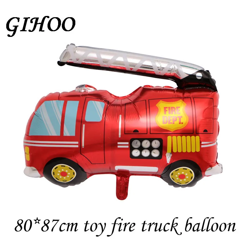 fire truck Большой мультфильм автомобиль поезд полицейский Автоцистерна скорой помощи пожарная машина Воздушные шары игрушки для детский праздничный костюм Happy воздушный шар для вечеринки на день рождения - Цвет: fire truck