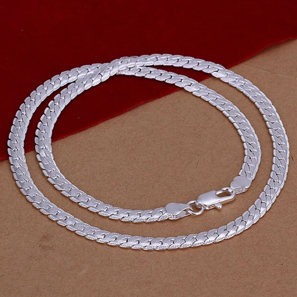 5MM Snake Chain Necklace Beautiful Fashion Jewerly Making Solid Silver Plated Classic Wide Statement Men's Punk Rock | Украшения и