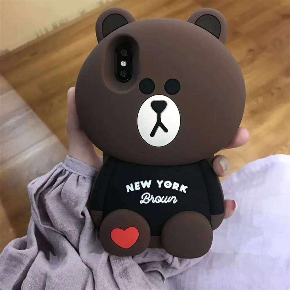 1 Милый 3D с принтом любимого мишки, чехол для телефона для iPhone 11 Pro Max X XS Max, мягкий силиконовый чехол для iPhone 6/6 Plus/iPhone XR 7 8 Plu облегающий чехол - Цвет: 1