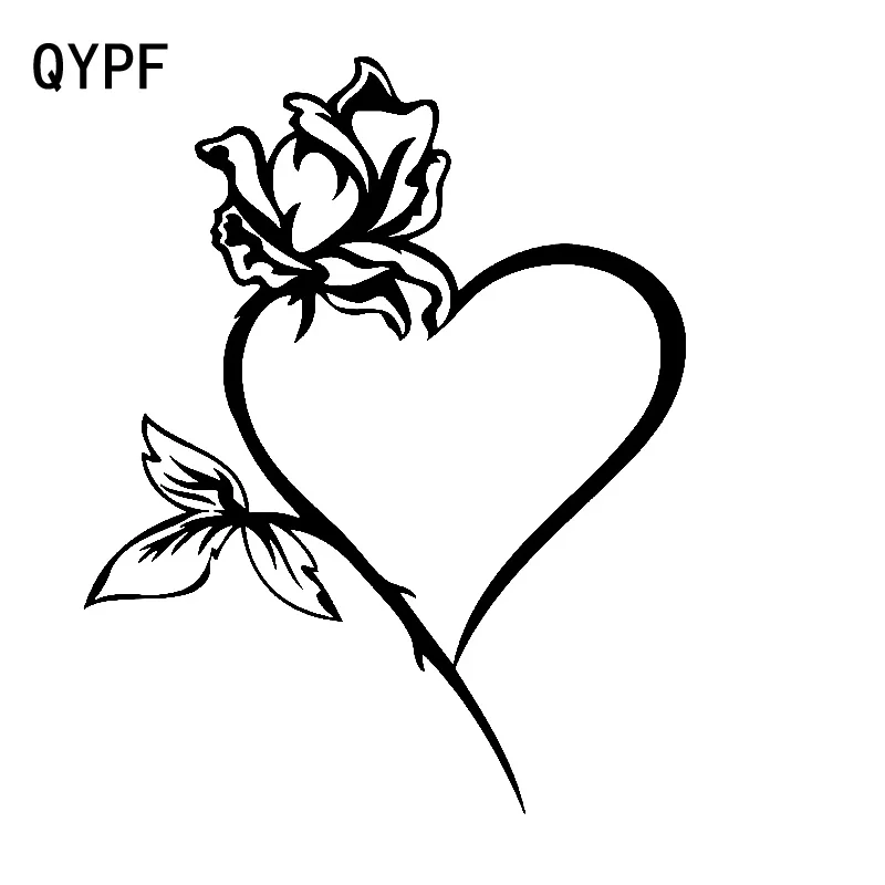 QYPF 13 5 см * 17 2 модные милые цветы в форме сердца деликатные виниловые